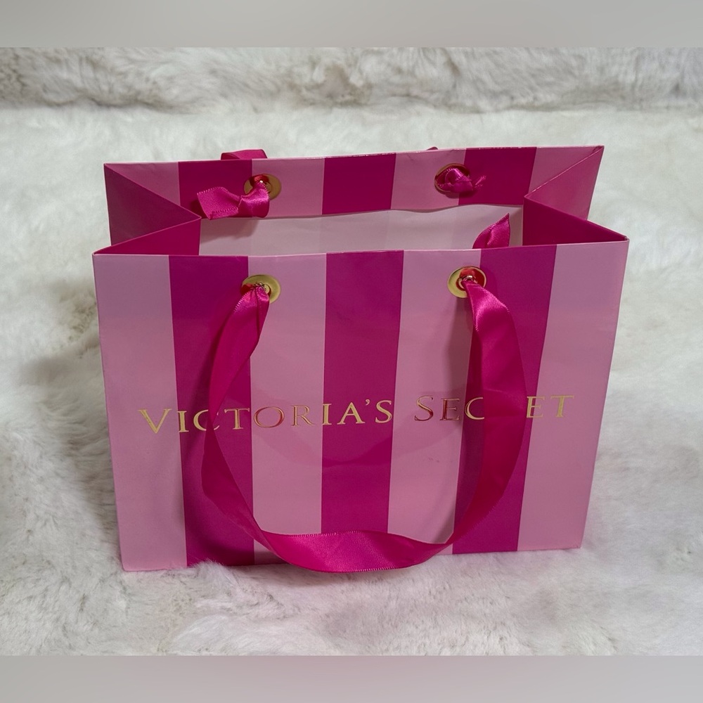 Victoria's Secret Pink Striped Small Gift Shopping Bag